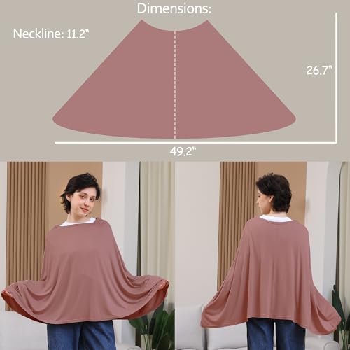 Seejoy Multi-use Nursing Cover for Breastfeeding, 360°Full Coverage Nursing Poncho, Rayon Soft & Breathable Breastfeeding Cover up (Smooth Rayon, Blush) - color: Blush