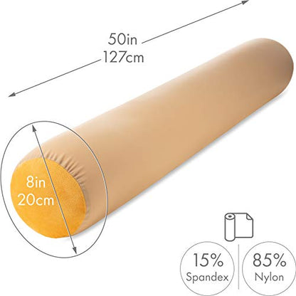 Microbead Body Pillow, Side Sleeping & Pregnancy, 48x8 in, Barely Beige - color: Barely Beige, size: Pillow & Cover