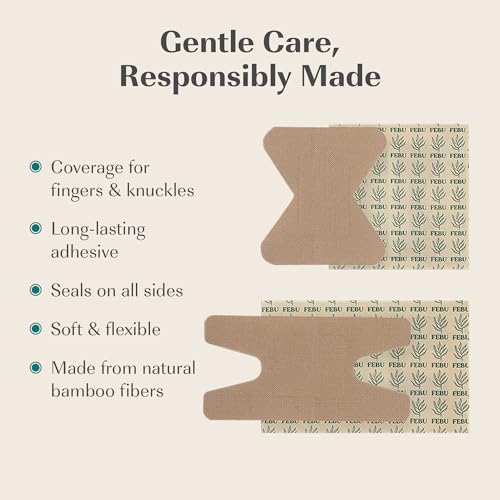 FEBU PFAS Free Bamboo Fingertip Bandages, 30 Count Knuckle & Finger - style: Finger & Knuckle (30 Count)