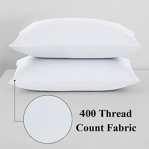 100% Egyptian Cotton Standard Size Pillow Protectors with Zipper Set of 2 - color: White, size: Standard 2pack