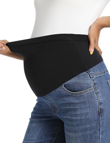 Foucome Maternity Boyfriend Jeans Over Belly Denim Pants - color: Dark Blue, size: Small