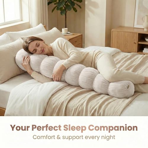 Pat. Pend. Long Body Pillow for Adults, 47 Inch, Misty White - color: Misty White, size: 47"x 7.87"