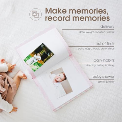 Pearhead First 5 Years Chevron Baby Memory Book and Ink Pad, Pink - color: Pink Chevron Baby Book