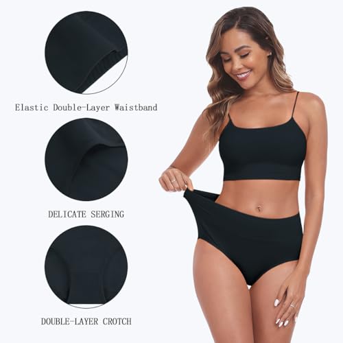 IWOLLENCE Womens Cotton Postpartum Underwear High Waisted Full Coverage Panties Plus Size & Regular - color: Black-5pack, size: Medium