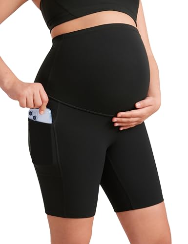 CRZ YOGA Maternity Biker Shorts Pockets 8" - color: Black, size: Small