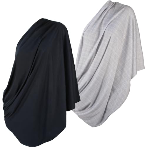Nursing Cover Up Scarves for Breastfeeding Privacy Multi Use Infinity - color: 2pk Heathered Grey & Black