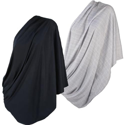 Nursing Cover Up Scarves for Breastfeeding Privacy Multi Use Infinity - color: 2pk Heathered Grey & Black