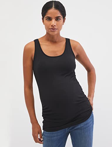Motherhood Maternity Womens Sleeveless Scoop Neck Side Ruched Tank Top 3 Packs - color: Black/H. Grey/Beetle, size: Large