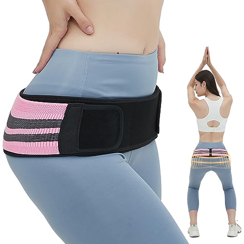 Sacroiliac Belt - SI Joint Belt for Alleviate Sciatica,Joint,Pelvis,Lower Back,Leg and Sacral Nerve Pain Caused by Si Joint Dysfunction -Adjustable Pelvis Hip Belt for Women and Men (Pink XL 47"-56") - color: Pink, size: X-Large