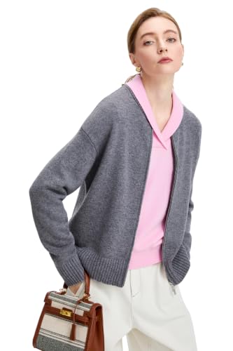 Cardigan Sweaters for Women - Baseball Collar Winter Sweater Jacket - color: Middle Gray, size: Small