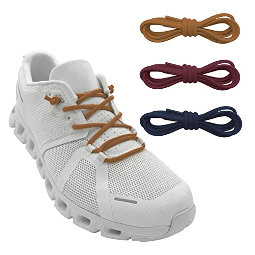 3 Pairs Elastic No Tie Shoe Laces, Stretch Bungee Laces - color: Navy+light Brown+deep Red