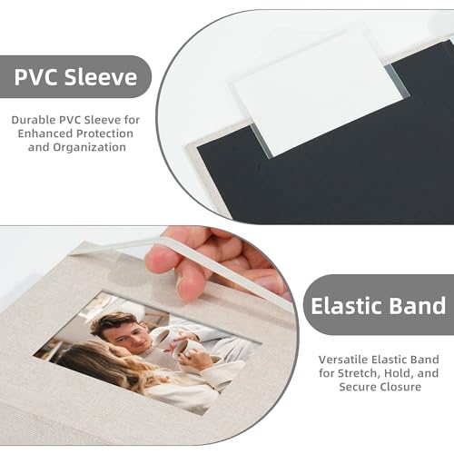 5x7 Photo Album Holds 52 Photos with Front Window Beige - color: Beige, size: 26 Pockets