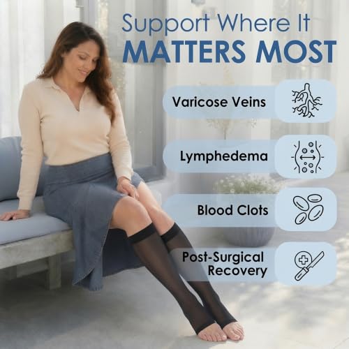 ABSOLUTE SUPPORT 3 Pairs Women Sheer Compression Socks 15-20mmHg - color: Black, size: 7X-Large
