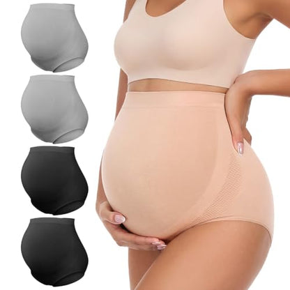 Summer Mae Maternity Underwear 76% Rayon Made from Bamboo Soft Breathable - color: 2 Black,2 Grey-4 Pc, size: X-Large