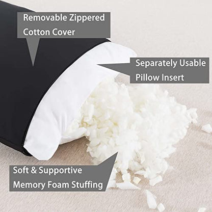 WhatsBedding Memory Foam Body Pillow with Cover, Long Bed Pillow for Adults - color: Black