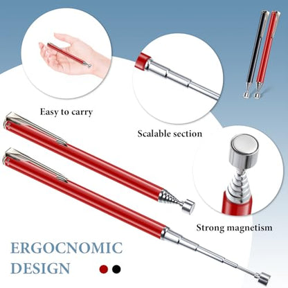 Patelai 2 Pieces Telescoping Magnetic Pick up Tool, 25 Inch,Black, Red - color: Black, Red