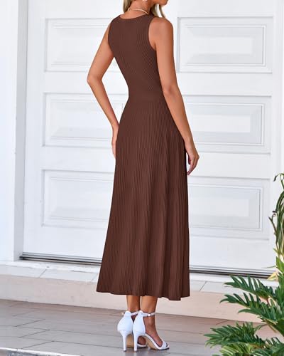 BTFBM Women Midi Bodycon Tank Dress - color: Brown, size: Medium