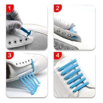 No Tie Shoelaces for Kids and Adults Stretch Silicone Elastic No Tie Shoe Laces - color: Black