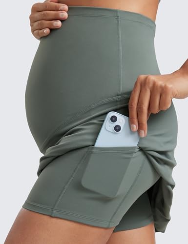 CRZ YOGA Maternity A Line Golf Skirts - color: Grey Sage, size: X-Small