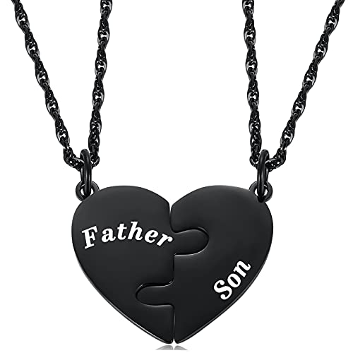 Ralukiia Mother & Son Heart Matching Necklace Set - Graduation, Birthday Jewelry - style: father son heart necklace