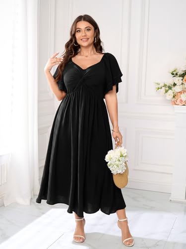 SCOMCHIC Women's Plus Size Cocktail Dress - color: Black, size: Large