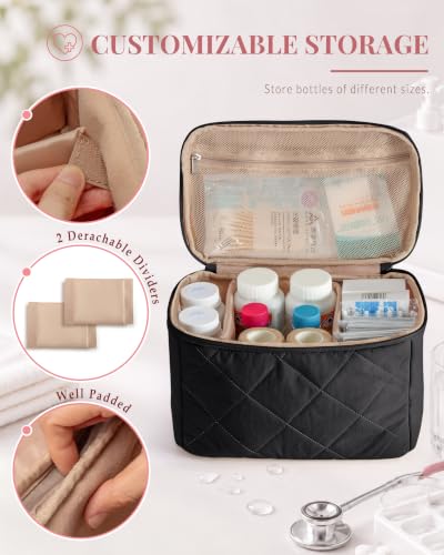 Marscamd Medicine Storage Bag with 2 Customized Dividers, Black (Bag Only) - color: Black