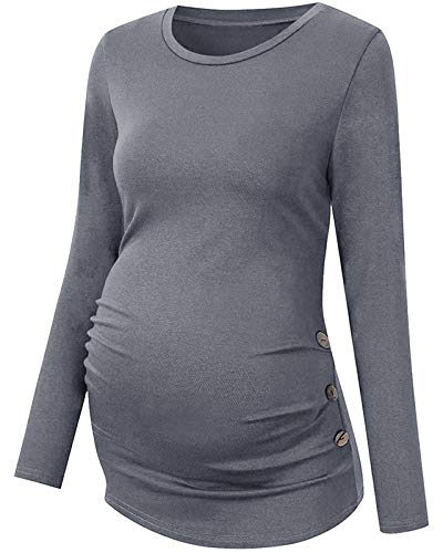 Chuanqi Womens Maternity Shirt Fall Long Sleeve T-Shirts Pregnancy Clothes - color: A-grey, size: Medium