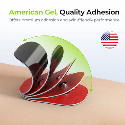 AUVON Wireless TENS Unit Electrode Pads 12 Pcs, 2 Sizes, Latex-Free - color: Red