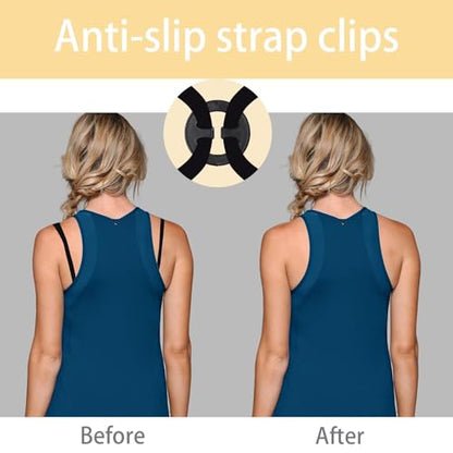 REDANHA 24PCS Adjustable Anti-Slip Bra Strap Clips for Back, Bra Strap Holders, Elastic Bra Extender 2 Hook, 3 Hook, 4 Hook - color: Black, White, Beige
