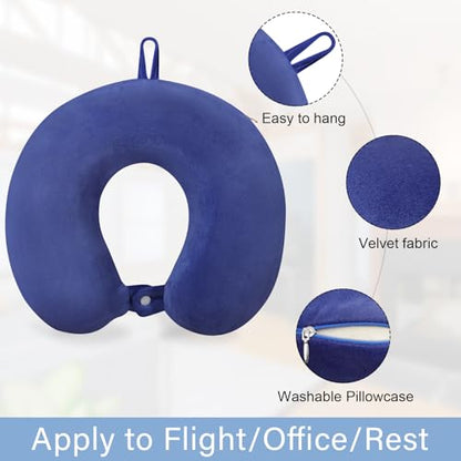 Travel Pillow, Neck Pillows for Airplanes, Memory Foam, Vivid Blue - color: Vivid Blue