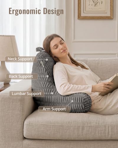 Blissful Diary Reading Pillow for Bed, Back Pillow Sitting Up, Dark Gray - color: Textured Dark Gray, size: Standard(18inch)
