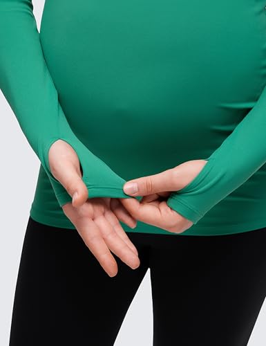 CRZ YOGA Maternity Crewneck Top - color: Cascadia Green, size: Small
