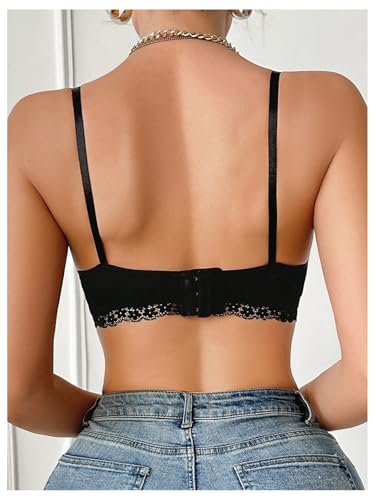 SHENHE Women's Lace Non-Padded Nursing Bras for Breastfeeding - color: Black, size: Medium