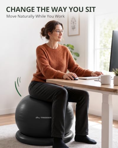 Trideer Exercise Ball Chair – Yoga Ball Chair for Office, Pregnancy & Home - color: Black, size: XL(27-30ines/68-75cm)