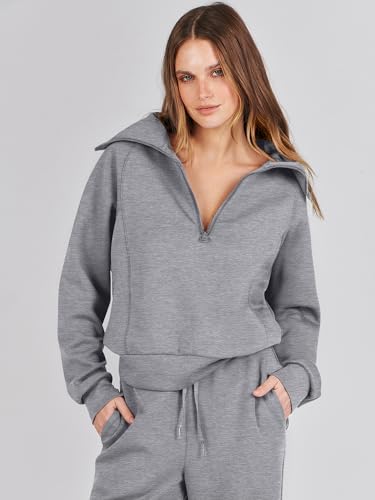 ANRABESS Women 2 Piece Set Sweatsuits Lounge Fall Outfits - color: Grey, size: Small