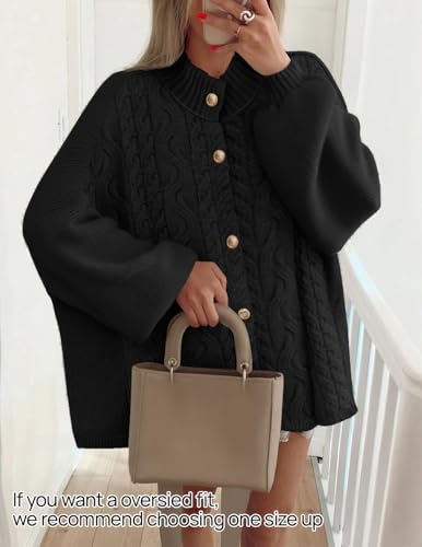 ZESICA Women's Oversized Chunky Knit Cardigan Sweaters Fall Fashion - color: Black, size: X-Large