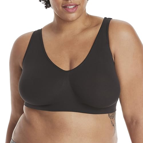 Hanes Women's Cozy Wireless Bra, Full-Coverage Pullover Bra, Seamless T-Shirt Bra - color: Black, size: XX-Large