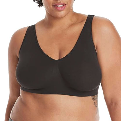Hanes Women's Cozy Wireless Bra, Full-Coverage Pullover Bra, Seamless T-Shirt Bra - color: Black, size: XX-Large