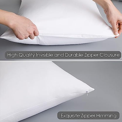 100% Egyptian Cotton Standard Size Pillow Protectors with Zipper Set of 2 - color: White, size: Standard 2pack