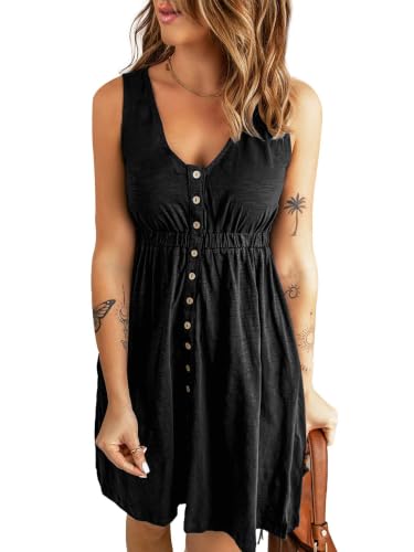 BTFBM Button Down High Waist Summer Dresses for Women 2026 Fashion Clothing - color: Black, size: Medium