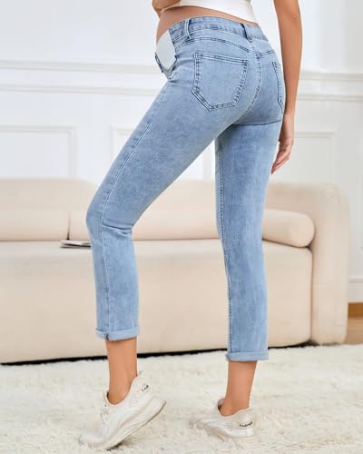 JIMYICLR Maternity Jeans for Women Comfy Stretch - color: Light Blue, size: Small