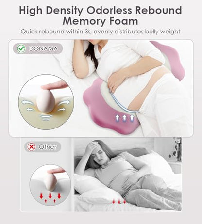 Memory Foam Pregnancy Pillow Cooling Maternity Pillow for Belly Support - color: Pink