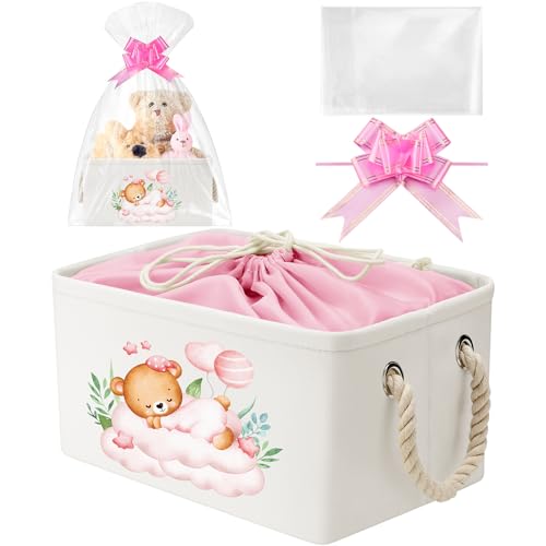 Pickmesh Baby Shower Storage Basket with Gift Bags, Pink Bear - style: Pink Bear