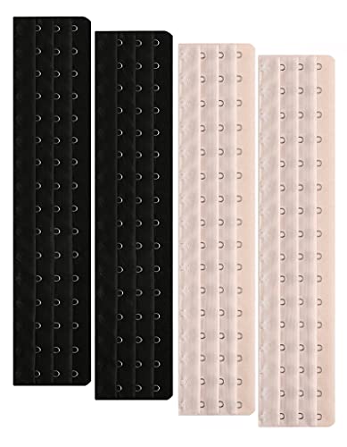 Corset Bra Extender Hook 3/4 Inch Spacing - color: 4pcs:16hook/Light Beige&black
