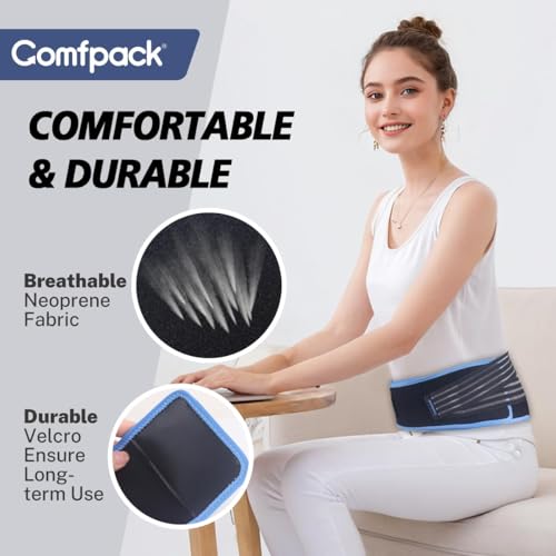 Comfpack Ice Pack for Back Pain Relief, FSA Eligible, 2 Packs Reusable Lower Back Wrap Hot Cold Therapy for Sciatic Injuries, Tailbone Pain, Lumbar Surgery, Coccyx, Herniated Disc, Gift - color: Black