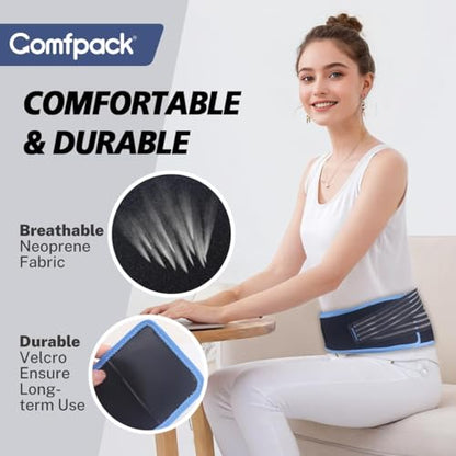 Comfpack Ice Pack for Back Pain Relief, FSA Eligible, 2 Packs Reusable Lower Back Wrap Hot Cold Therapy for Sciatic Injuries, Tailbone Pain, Lumbar Surgery, Coccyx, Herniated Disc, Gift - color: Black