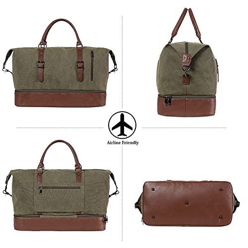 Weekender Overnight Bag Carry On Bag Travel Bag with Shoe Pouch - color: Green