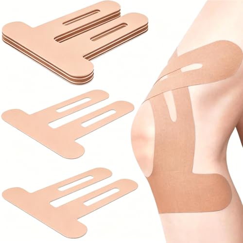 Precut Kinesiology Tape for Knees, 6 Pcs – Knee Support & Stability, Waterproof & Sweatproof Athletic Tape, Breathable Hypoallergenic Latex-Free Elastic Sports Tape for Active Movement, Beige - color: Beige, size: 6 Count (Pack of 1)