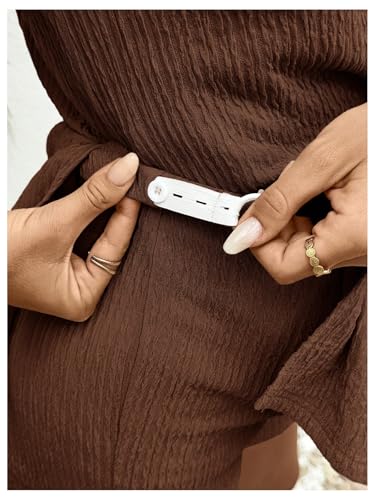 OYOANGLE Women's Two Piece Maternity Outfit Slit Hem Sleeveless Shorts Set - color: Brown, size: Medium