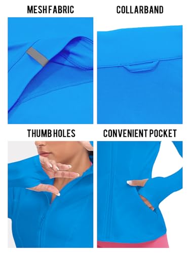 VUTRU Women's Workout Yoga Jacket Full Zip Running Athletic Track Jacket - color: Back Mesh Vent Dream Blue, size: X-Small